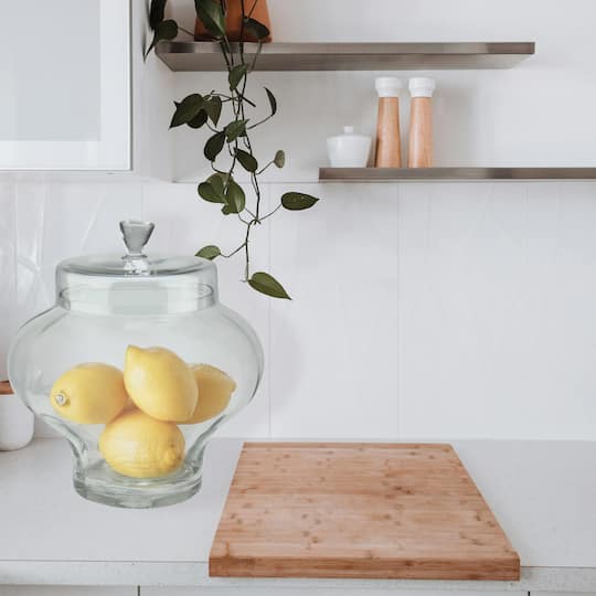 14.5" Transparent Segmented Glass Container with Lid